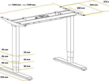 Výškově nastavitelný stůl – elektrický s LED panelem